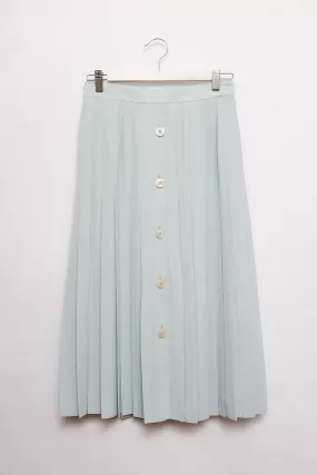 0015_PLEATED PALE BLUE MIDI SKIRT