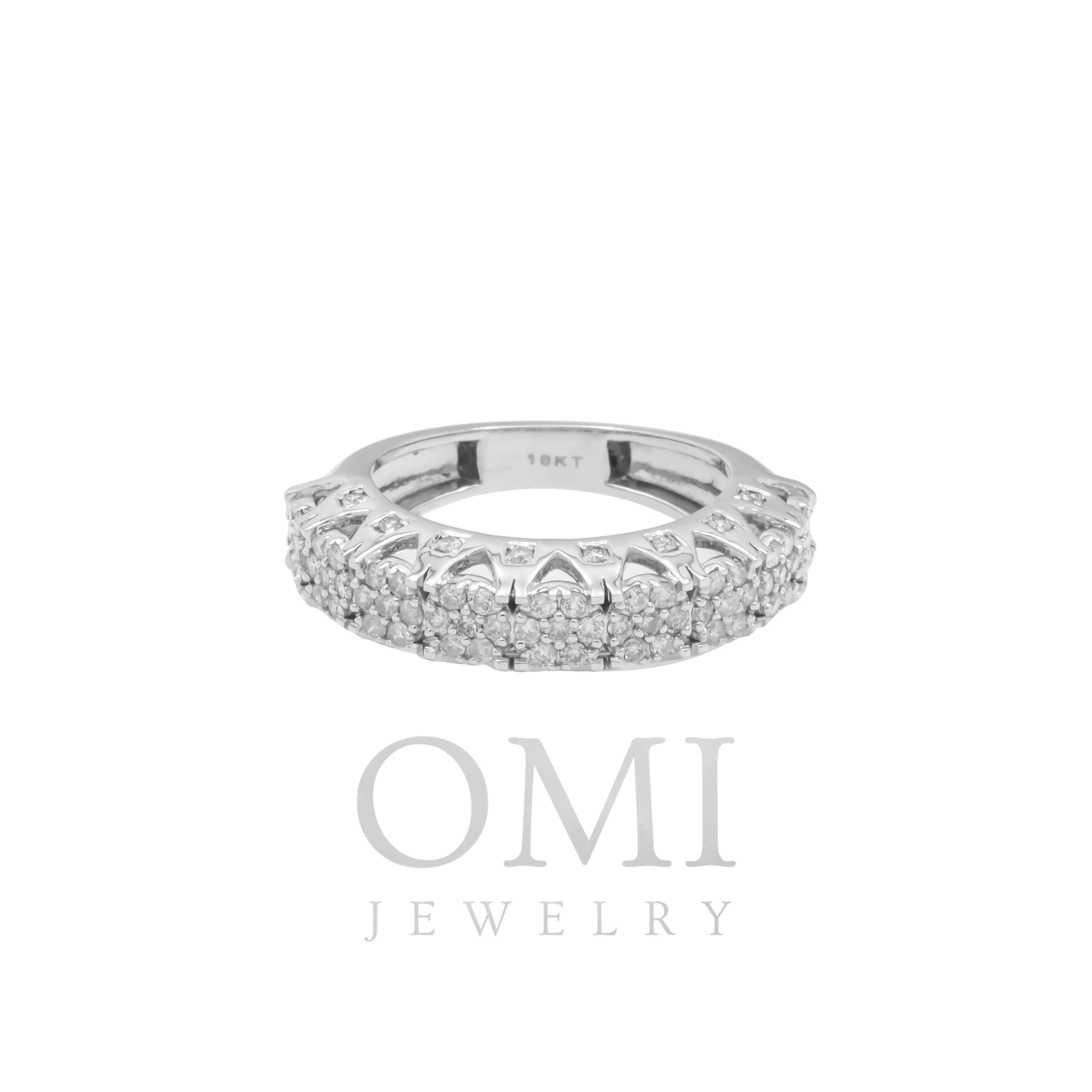 10K GOLD ROUND DIAMOND HALF ETERNITY BAND RING 0.99 CT