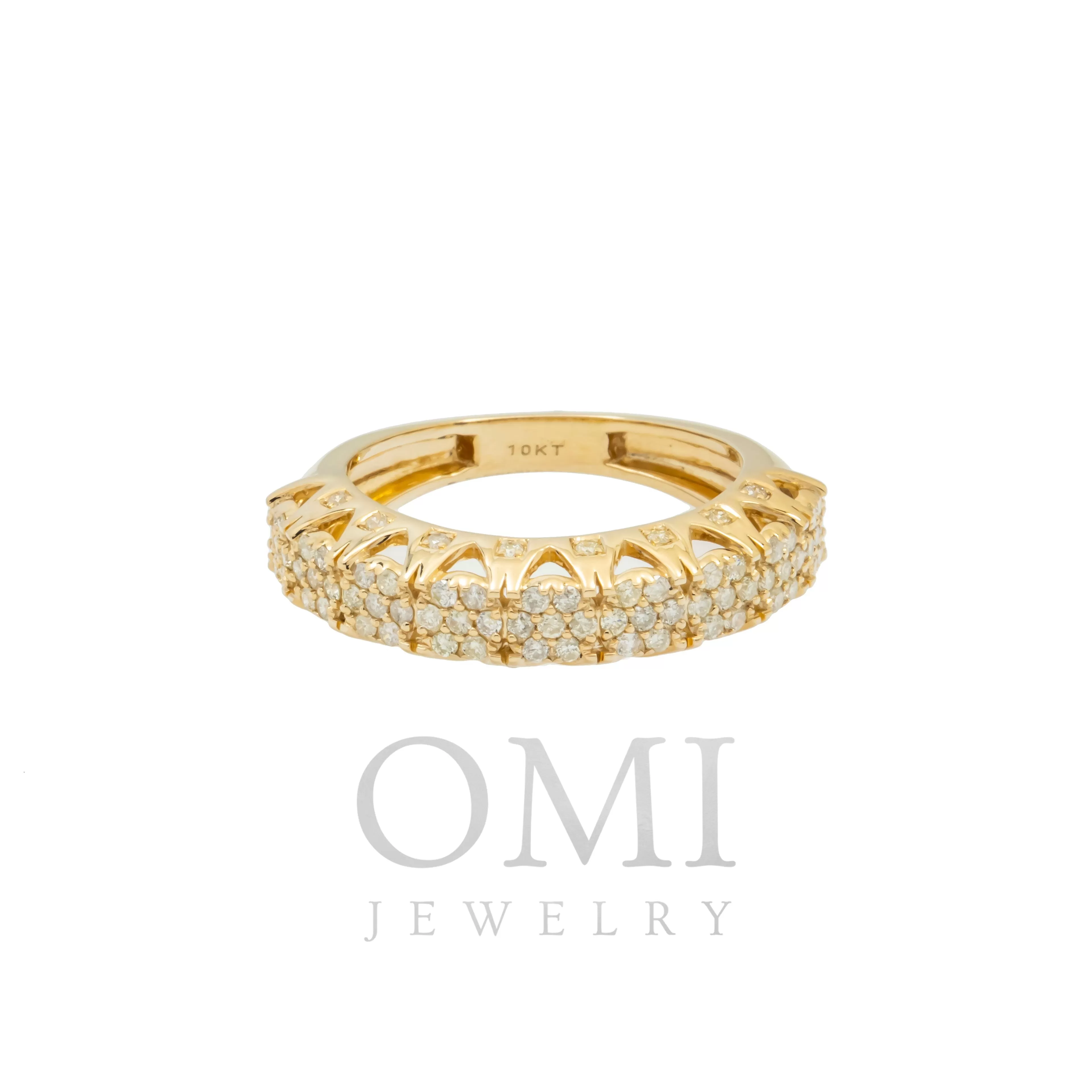 10K GOLD ROUND DIAMOND HALF ETERNITY BAND RING 0.99 CT