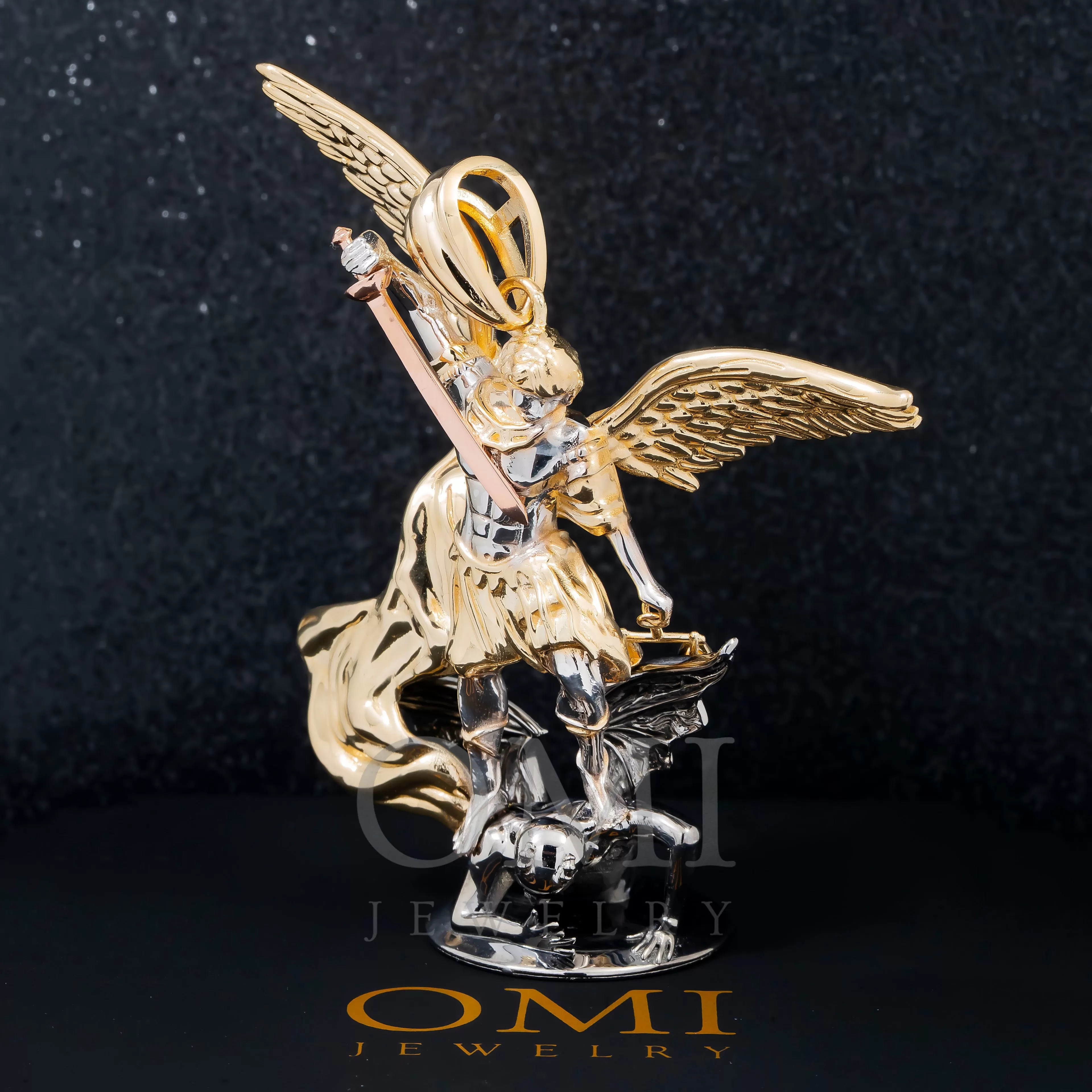 10K GOLD TRICOLOR ST. MICHAEL ARCHANGEL PENDANT