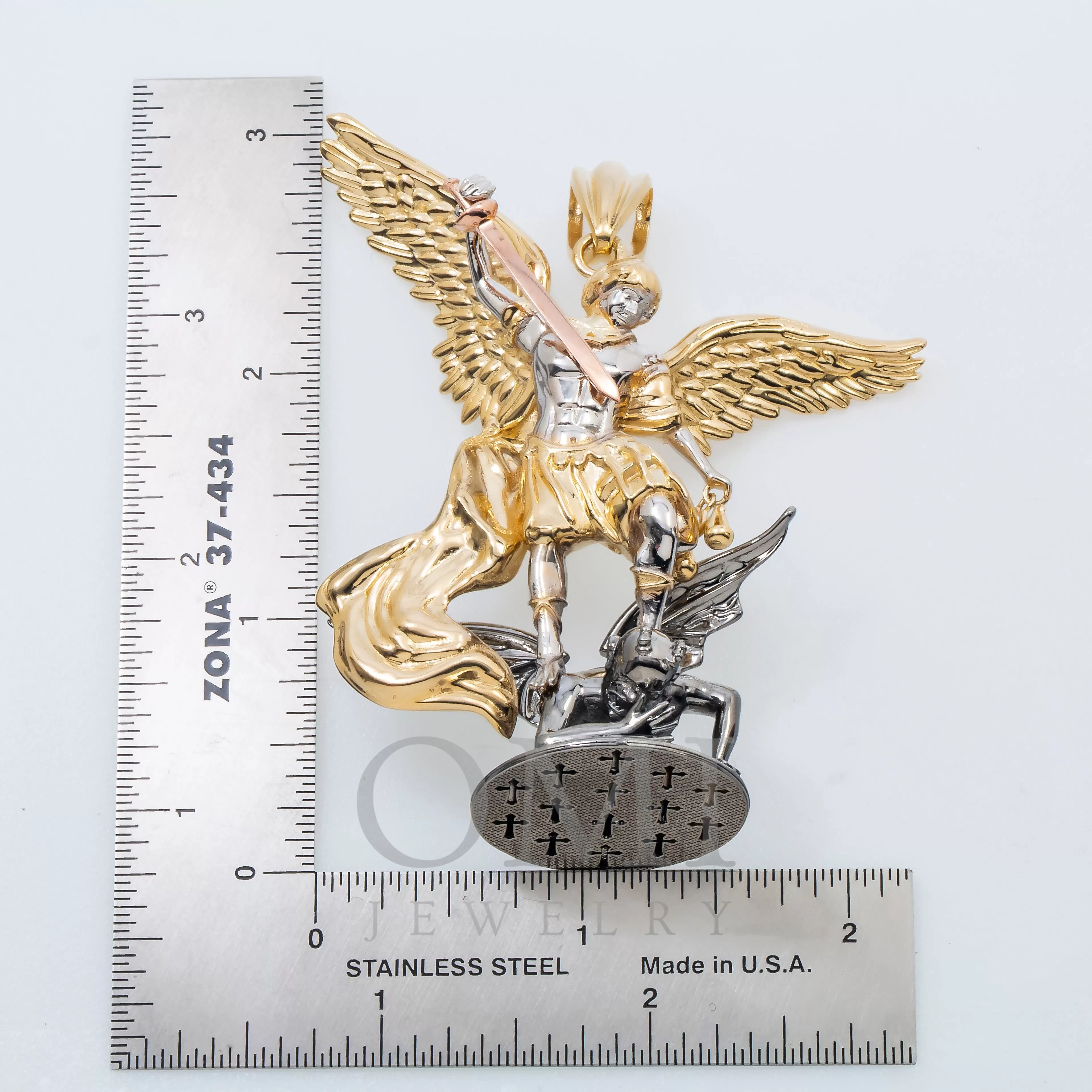 10K GOLD TRICOLOR ST. MICHAEL ARCHANGEL PENDANT