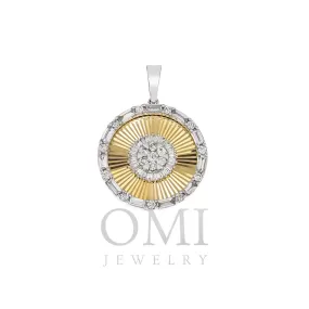 14K GOLD BAGUETTE AND ROUND DIAMOND COIN PENDANT 0.62 CT