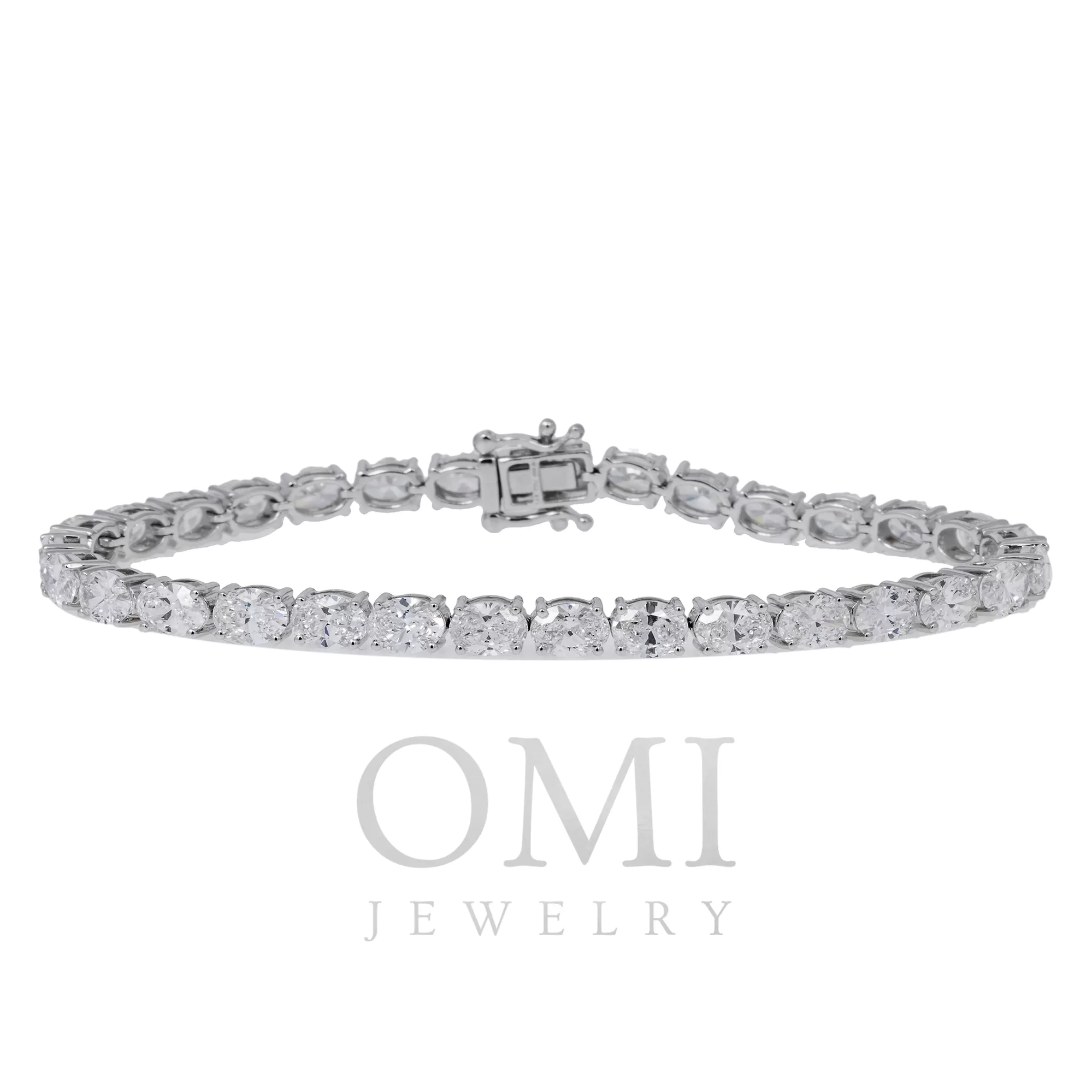 14K GOLD OVAL LAB DIAMOND TENNIS BRACELET 9.47 CT