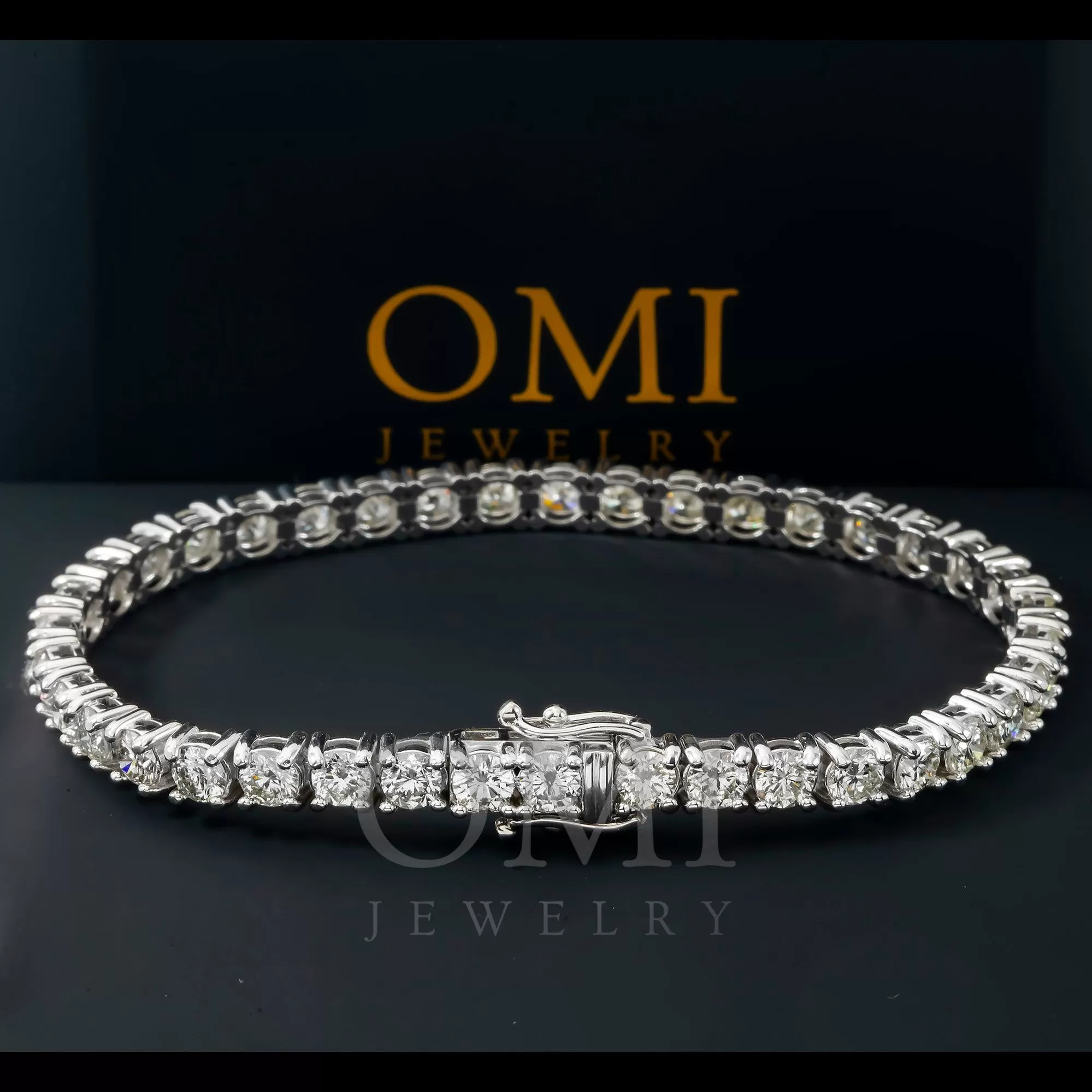 14K GOLD ROUND DIAMONDS TENNIS BRACELET 9.66 CT