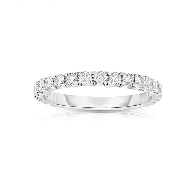 14k White Gold French Cut Eternity Band SZ 4