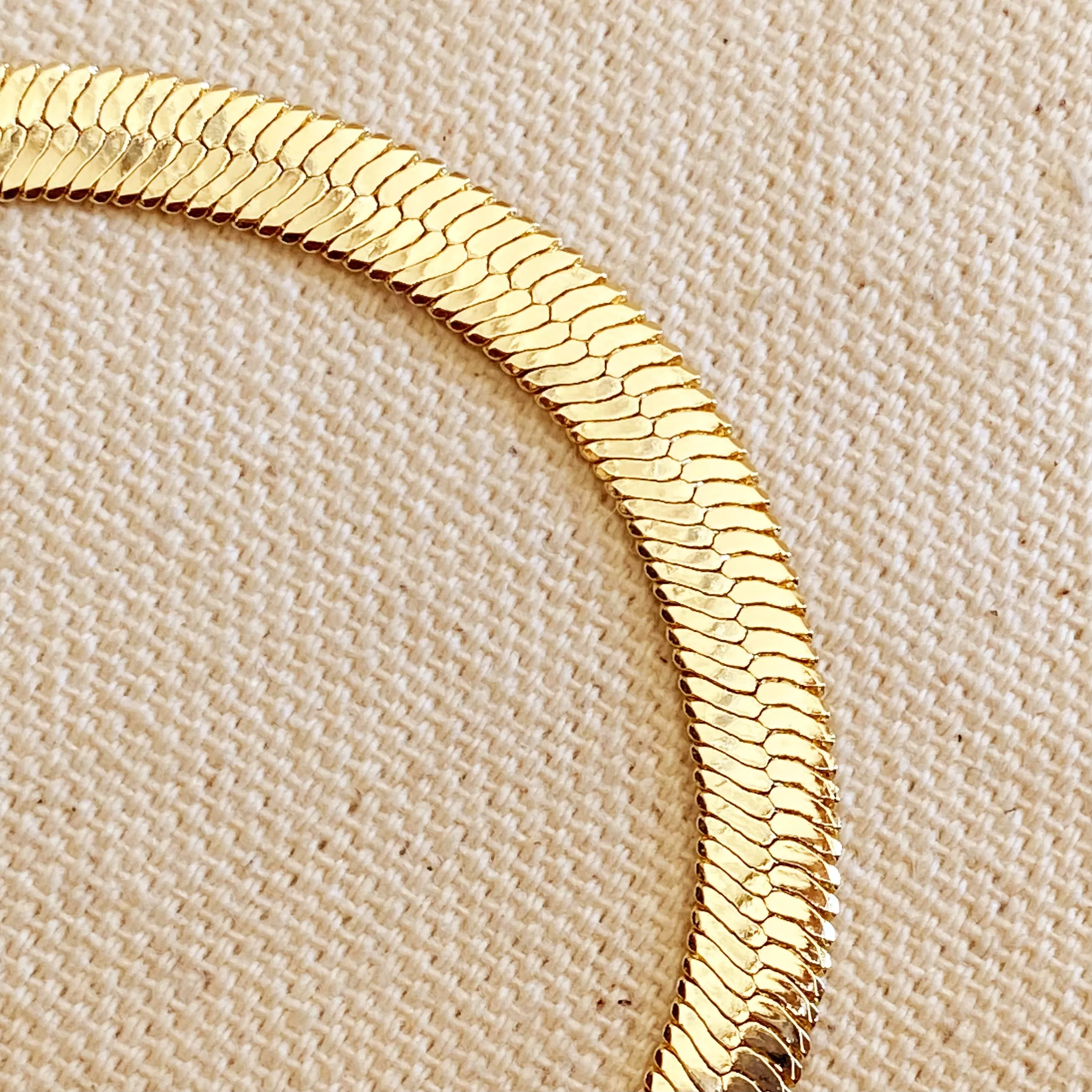 18k Gold Filled 6mm Herringbone Bracelet