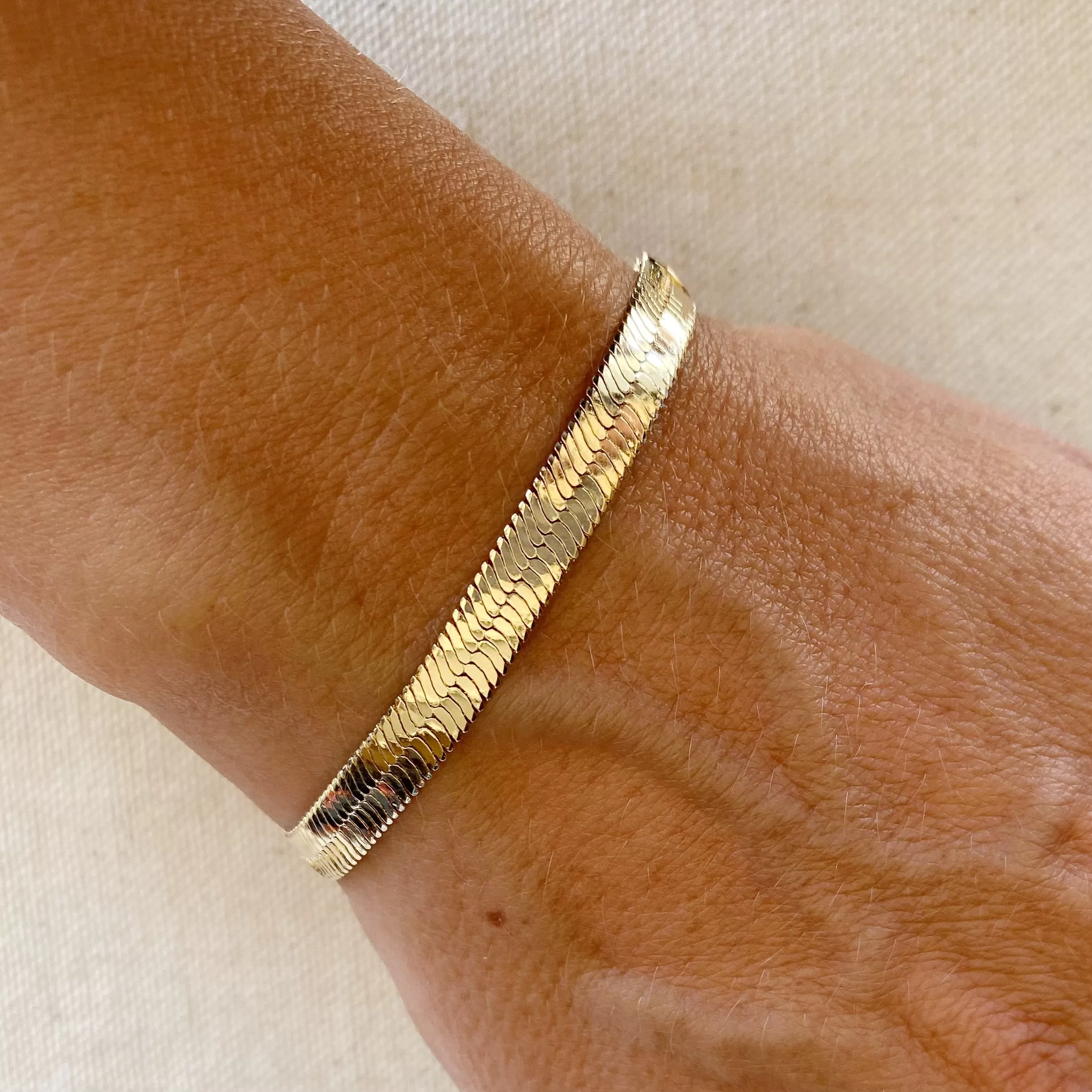 18k Gold Filled 6mm Herringbone Bracelet