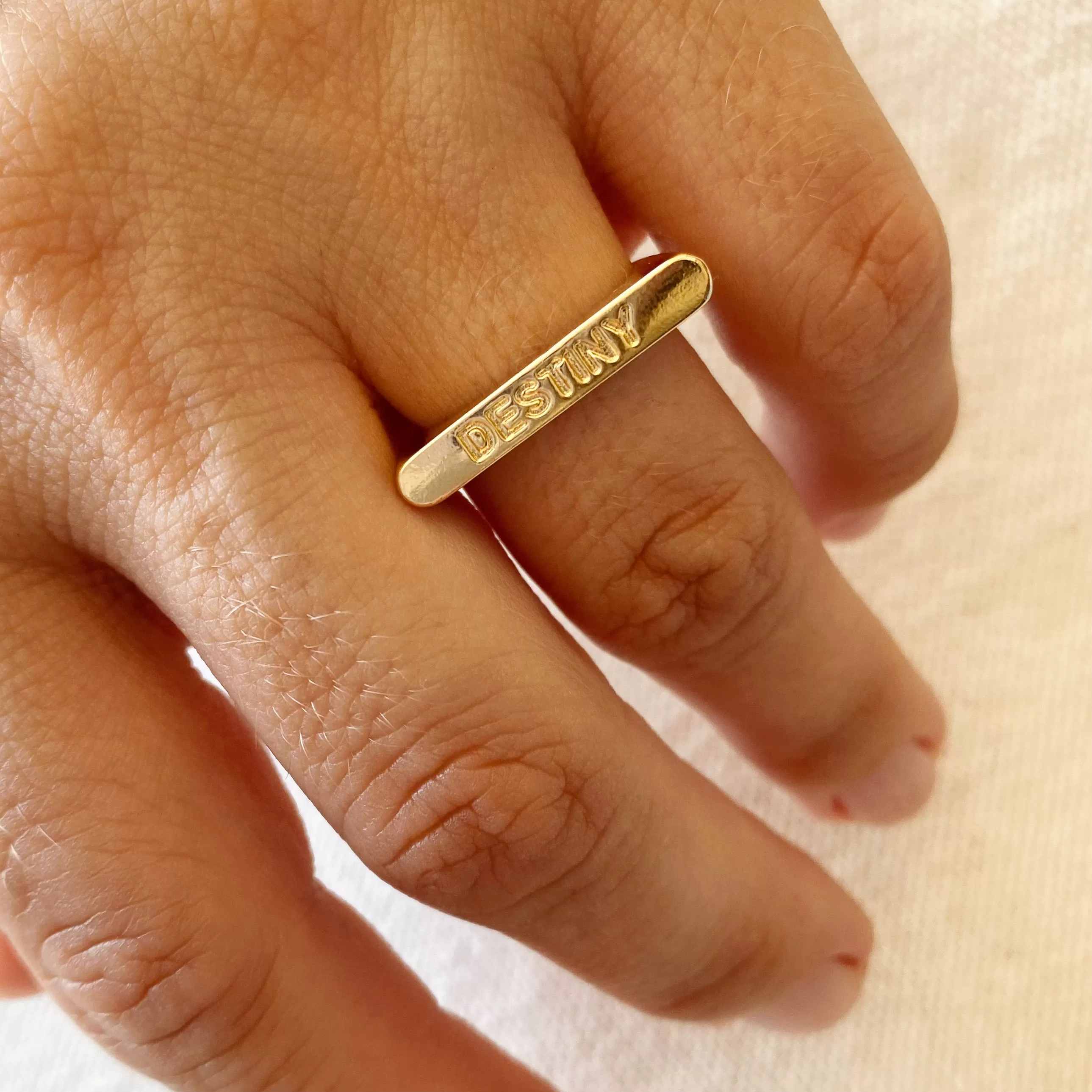 18k Gold Filled Destiny Engraved Stackable Ring