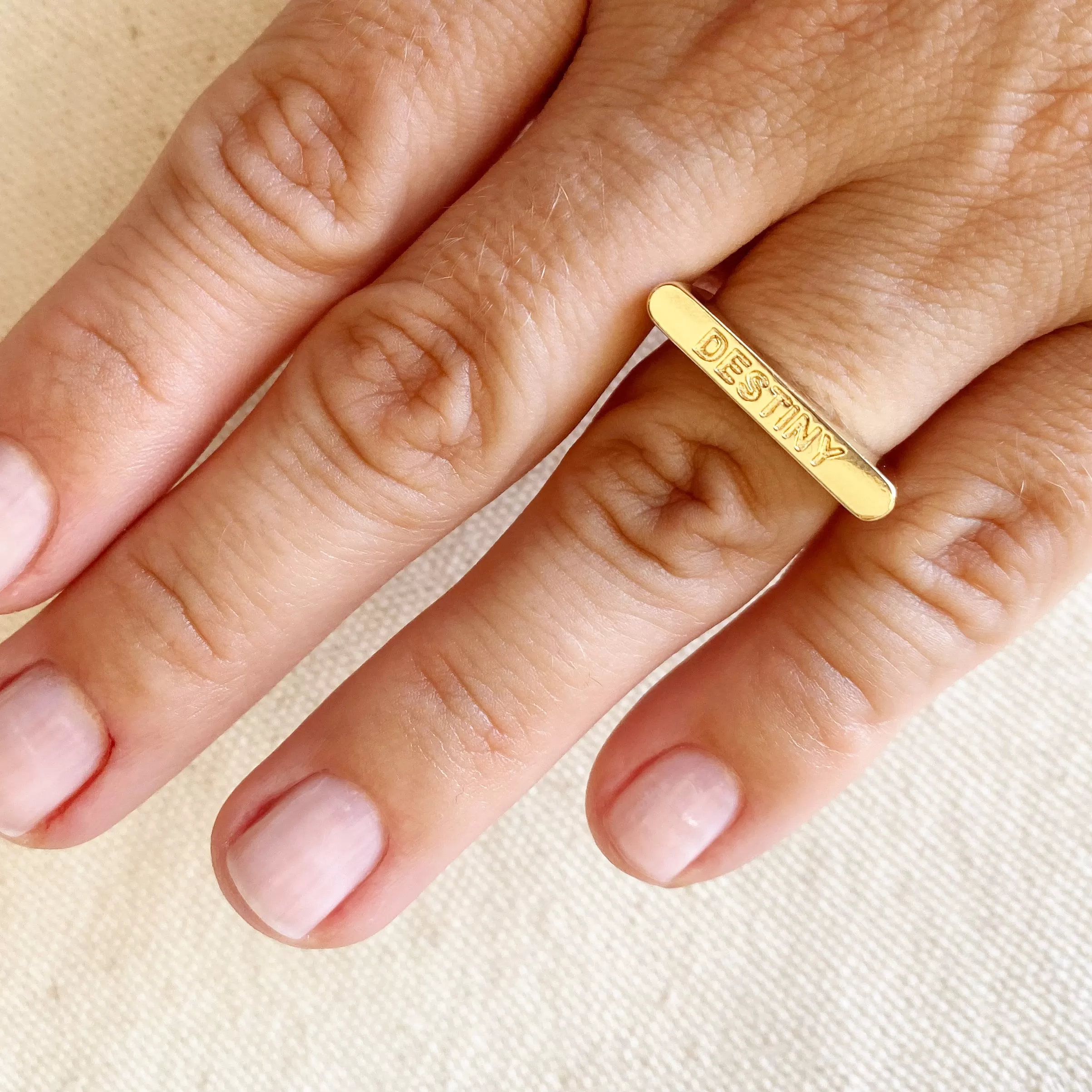 18k Gold Filled Destiny Engraved Stackable Ring