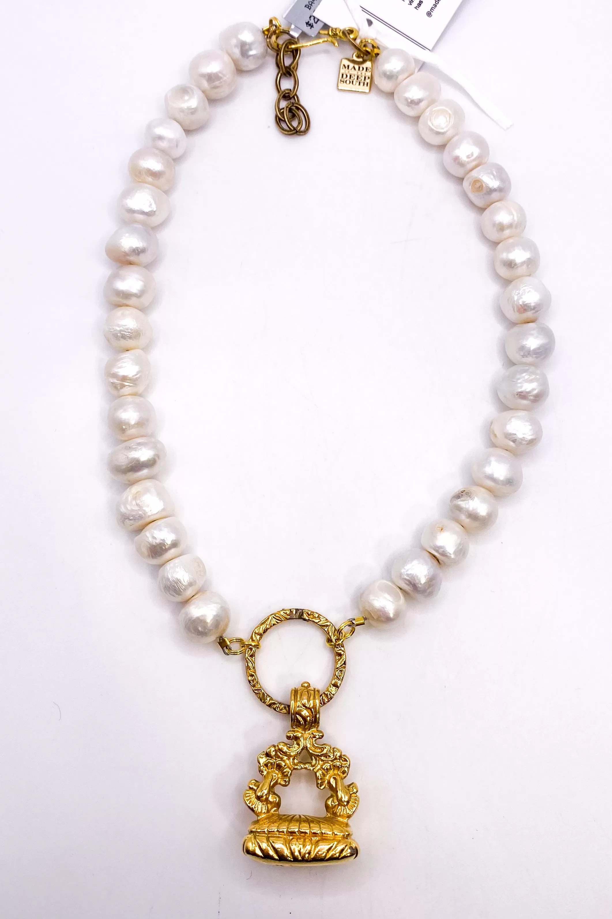 1960s Fob Baroque Cotton Ball Pearl Necklace | Made In The Deep South