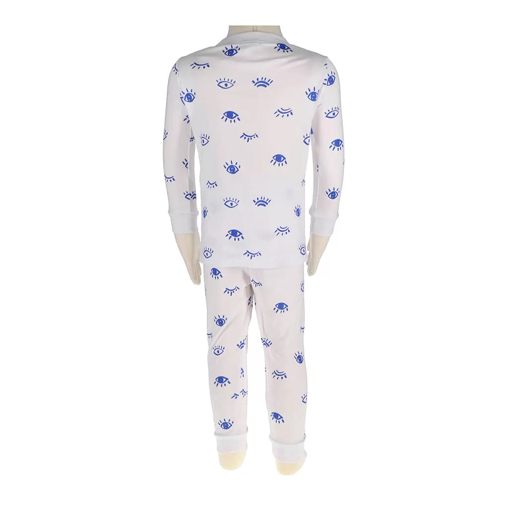 2 Piece Pajamas Eyes White/Blue