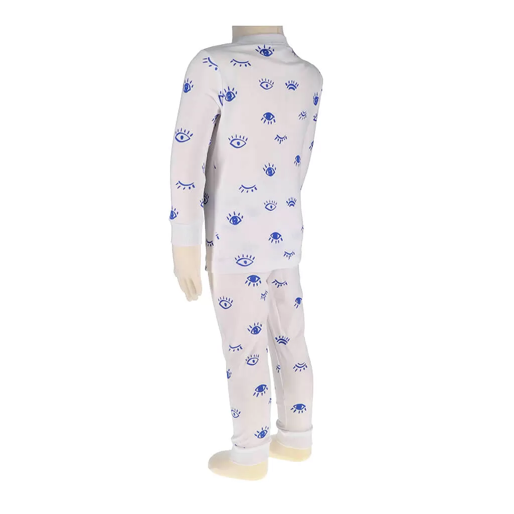 2 Piece Pajamas Eyes White/Blue