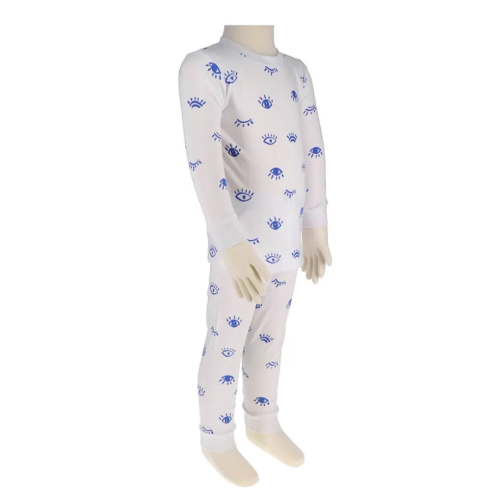 2 Piece Pajamas Eyes White/Blue