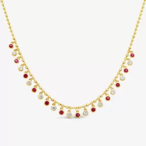 23 Drops By The Yard 1.30CT Ruby & Diamond Necklace