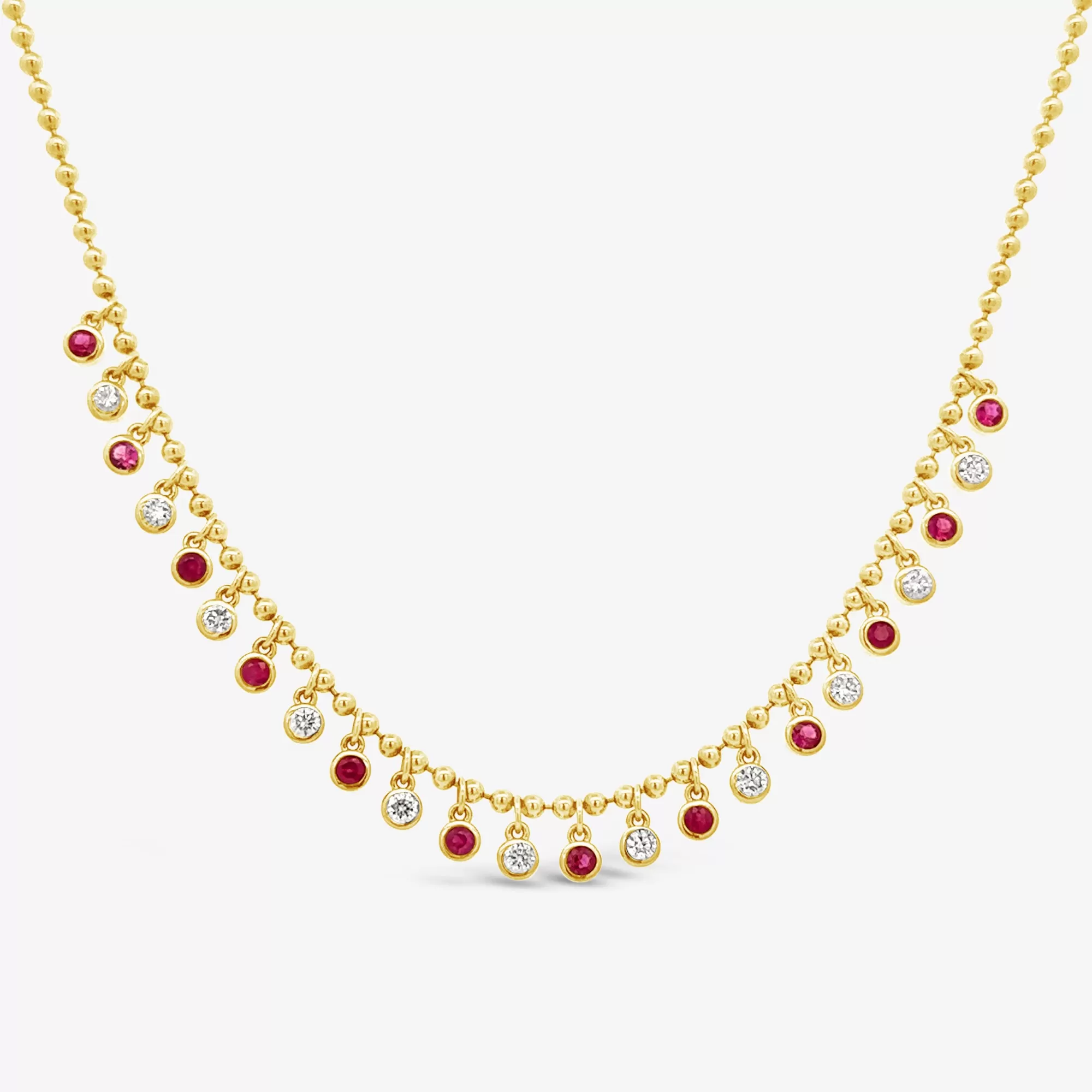 23 Drops By The Yard 1.30CT Ruby & Diamond Necklace