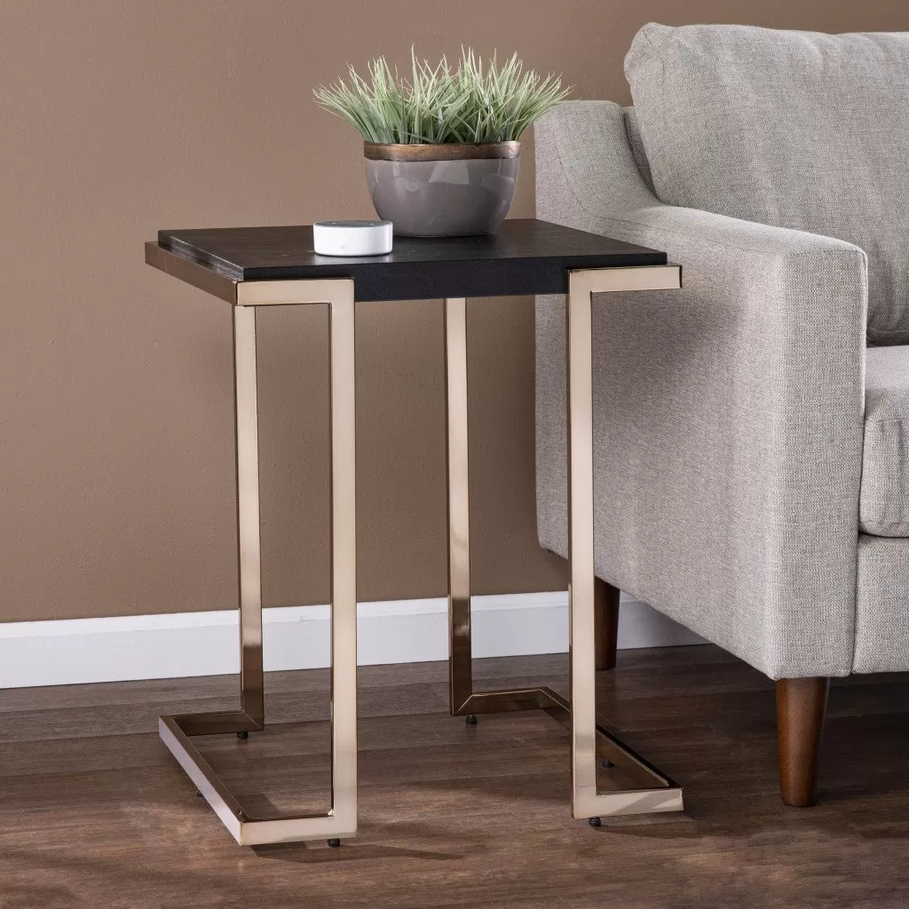 24" Black Geometric Metal Square End Table By Homeroots