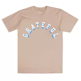 3D Arch Tee- Sand/Blue