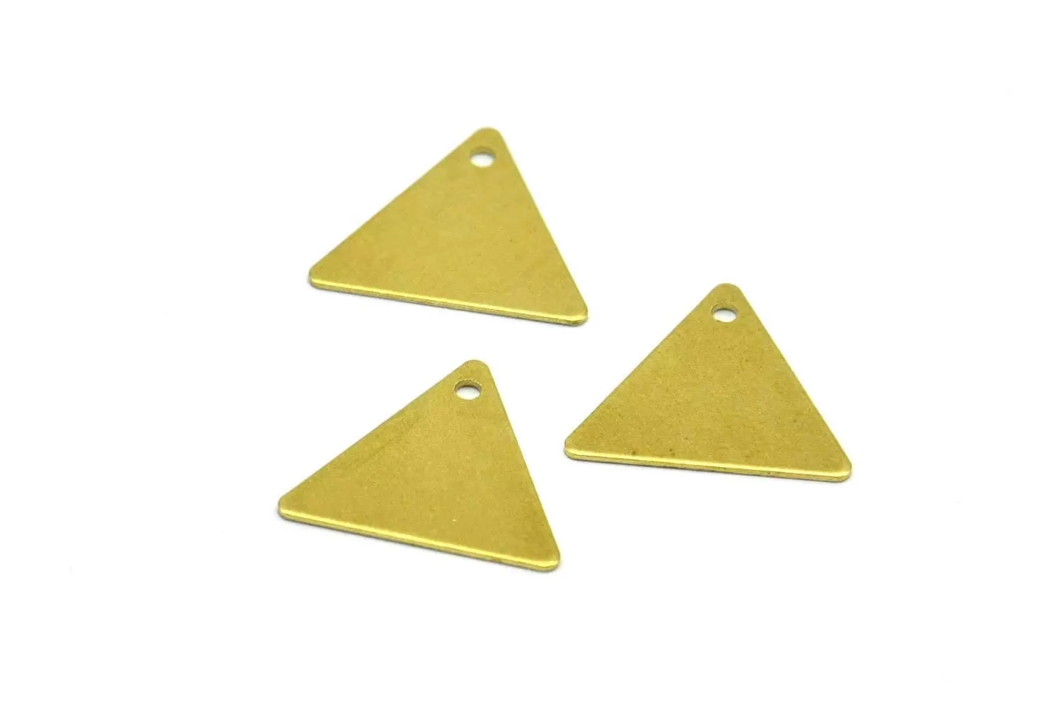 50 Raw Brass Triangle Charms With 1 Holes (12x14mm) A0013