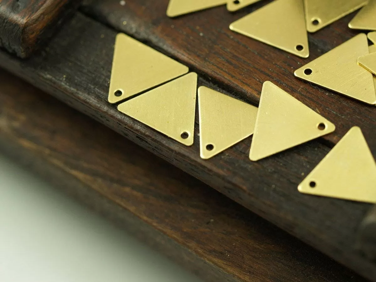 50 Raw Brass Triangle Charms With 1 Holes (12x14mm) A0013