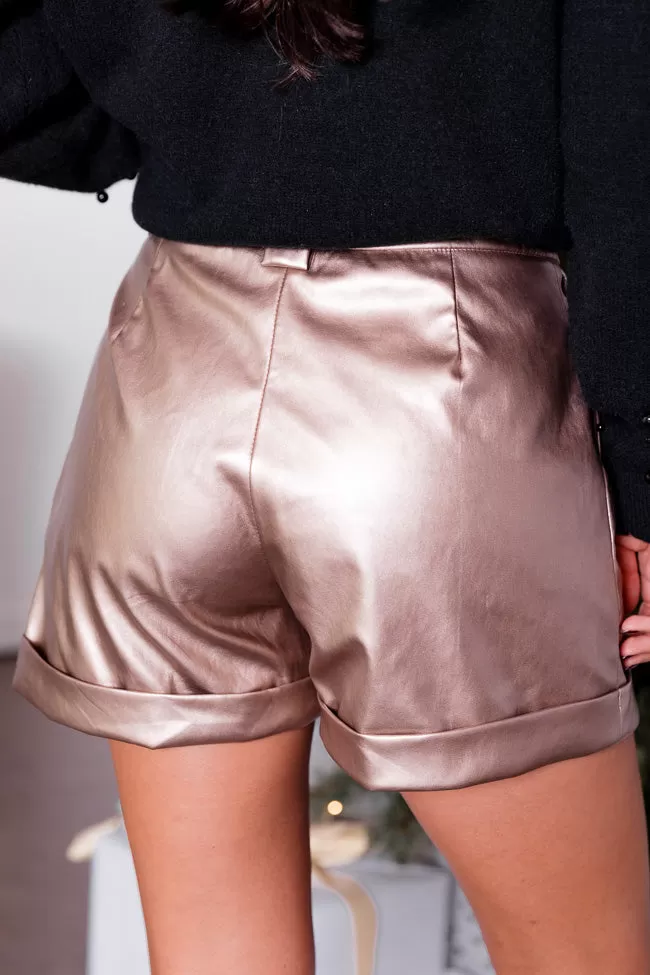 A Holiday Gift Bronze Metallic Faux Leather Shorts FINAL SALE