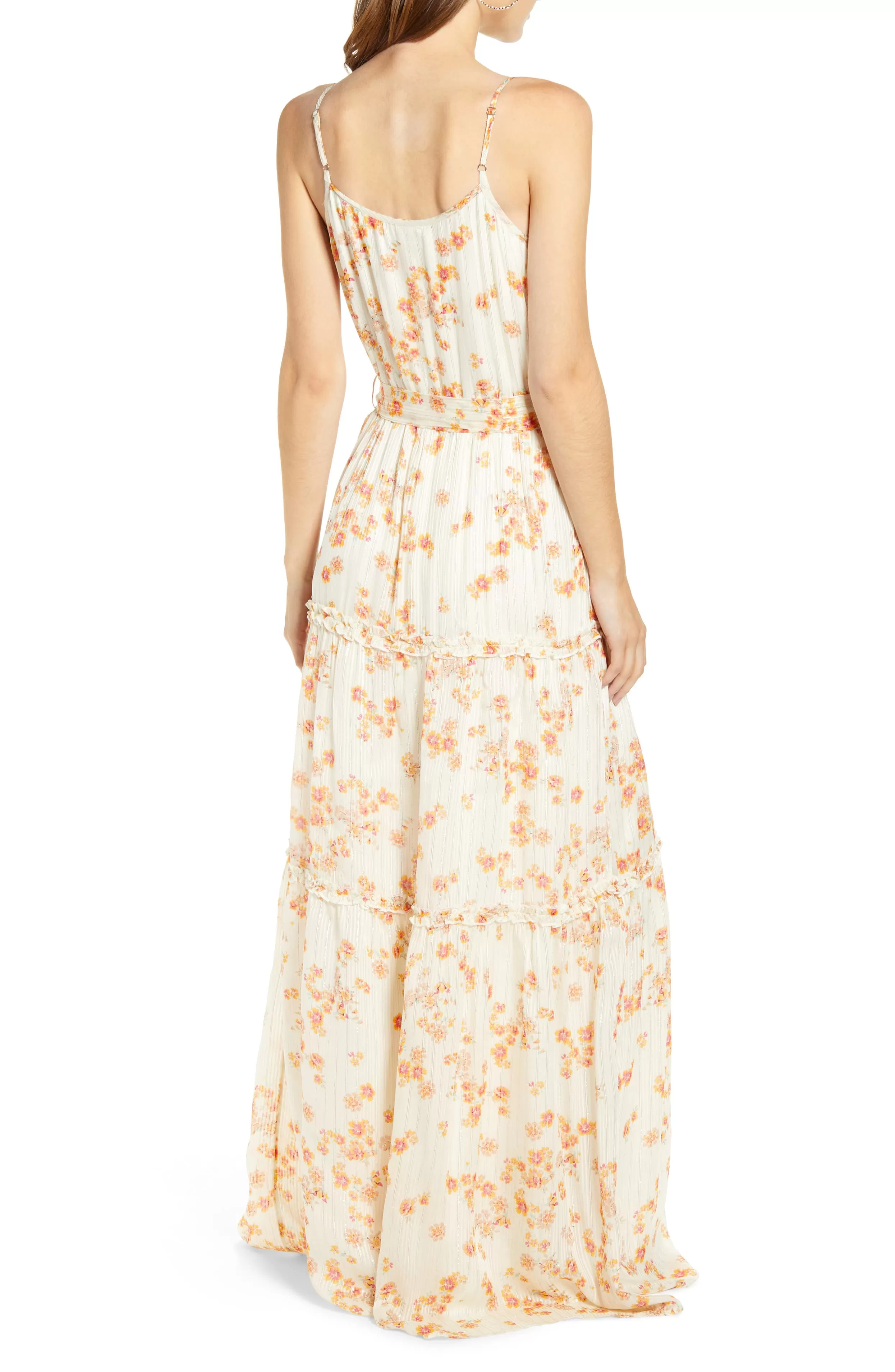 A La Plage Floral Strappy Tiered Maxi Dress