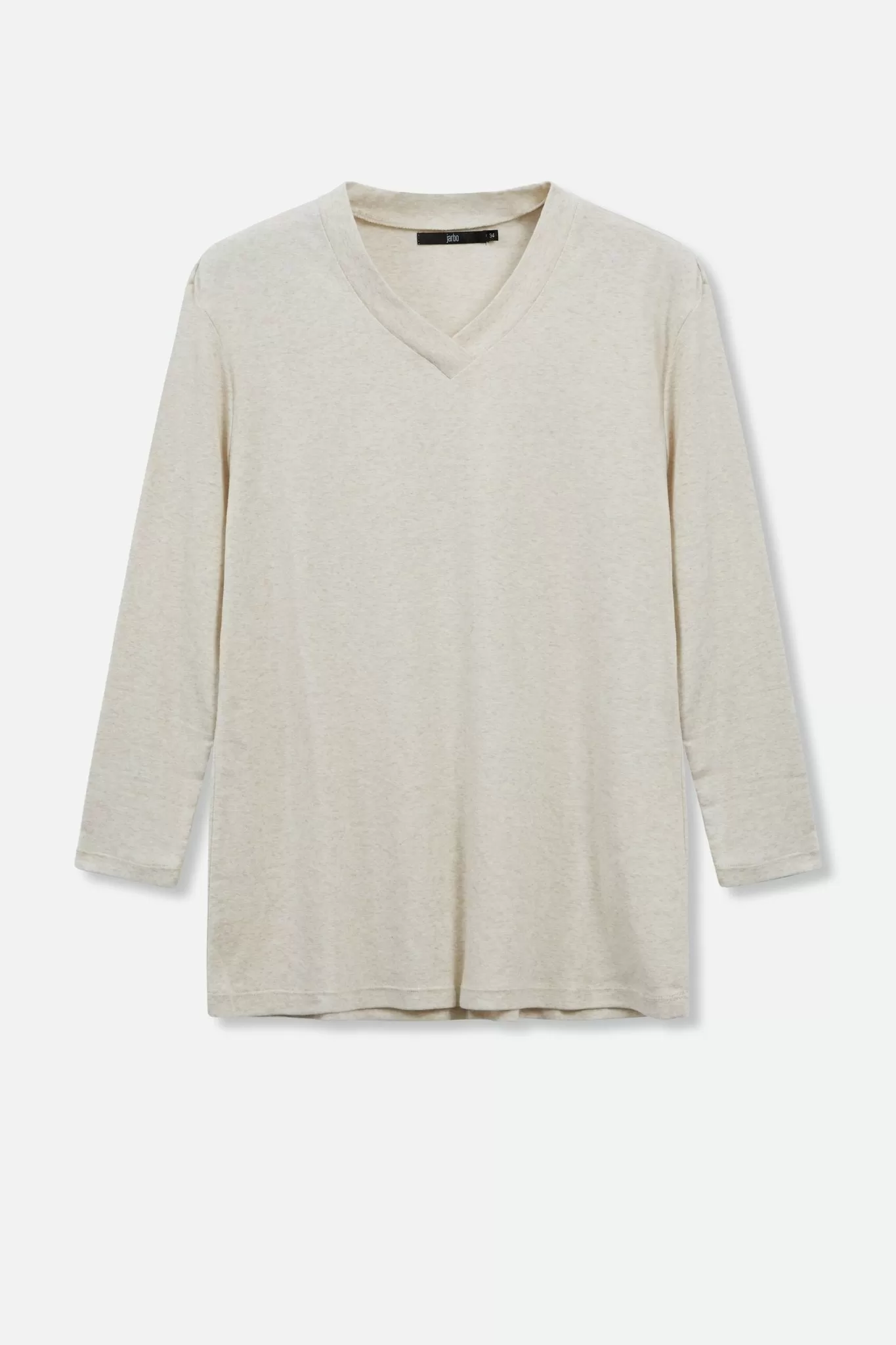 A LINE V NECK IN PIMA COTTON HEATHER OATMEAL