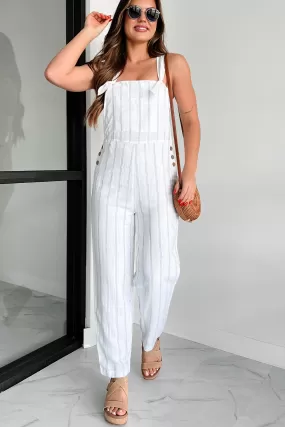 A Summer To Remember Striped Overall Jumpsuit (White/Blue)