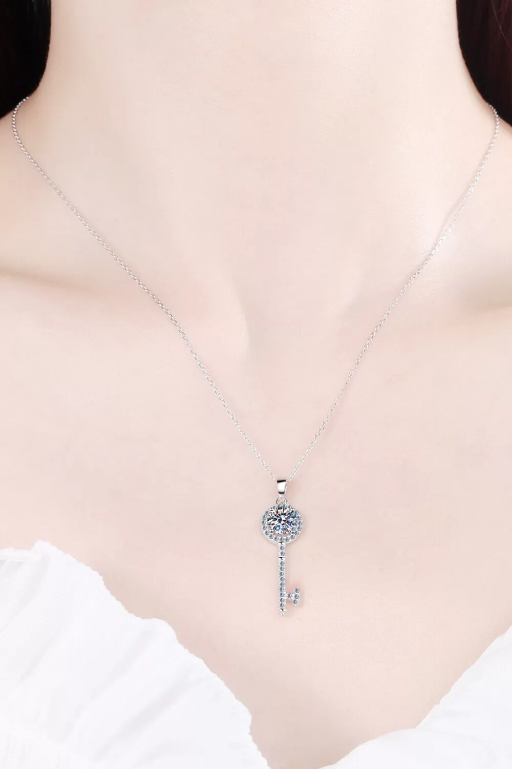 Adored Moissanite Key Pendant Necklace