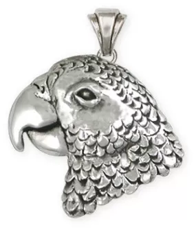 African Grey Parrot Pendant Solid Sterling Silver Jewelry   AFG2-P