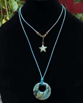 African Turquoise Leather Necklace