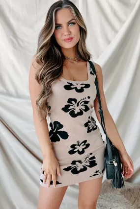 Aloha Darling Hawaiian Print Bodycon (Taupe)