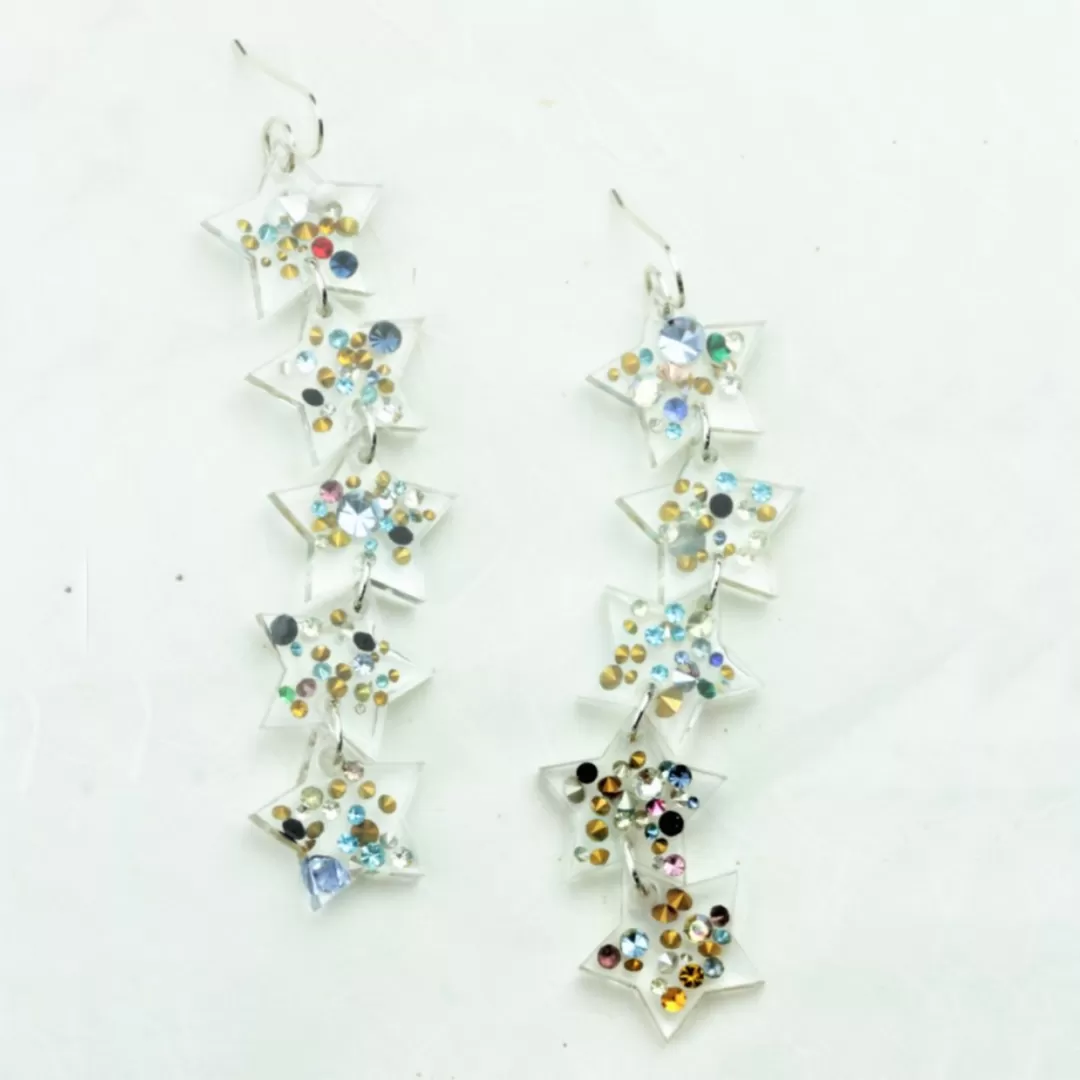 Anna Vintage Rhinestone 5 Star Earrings