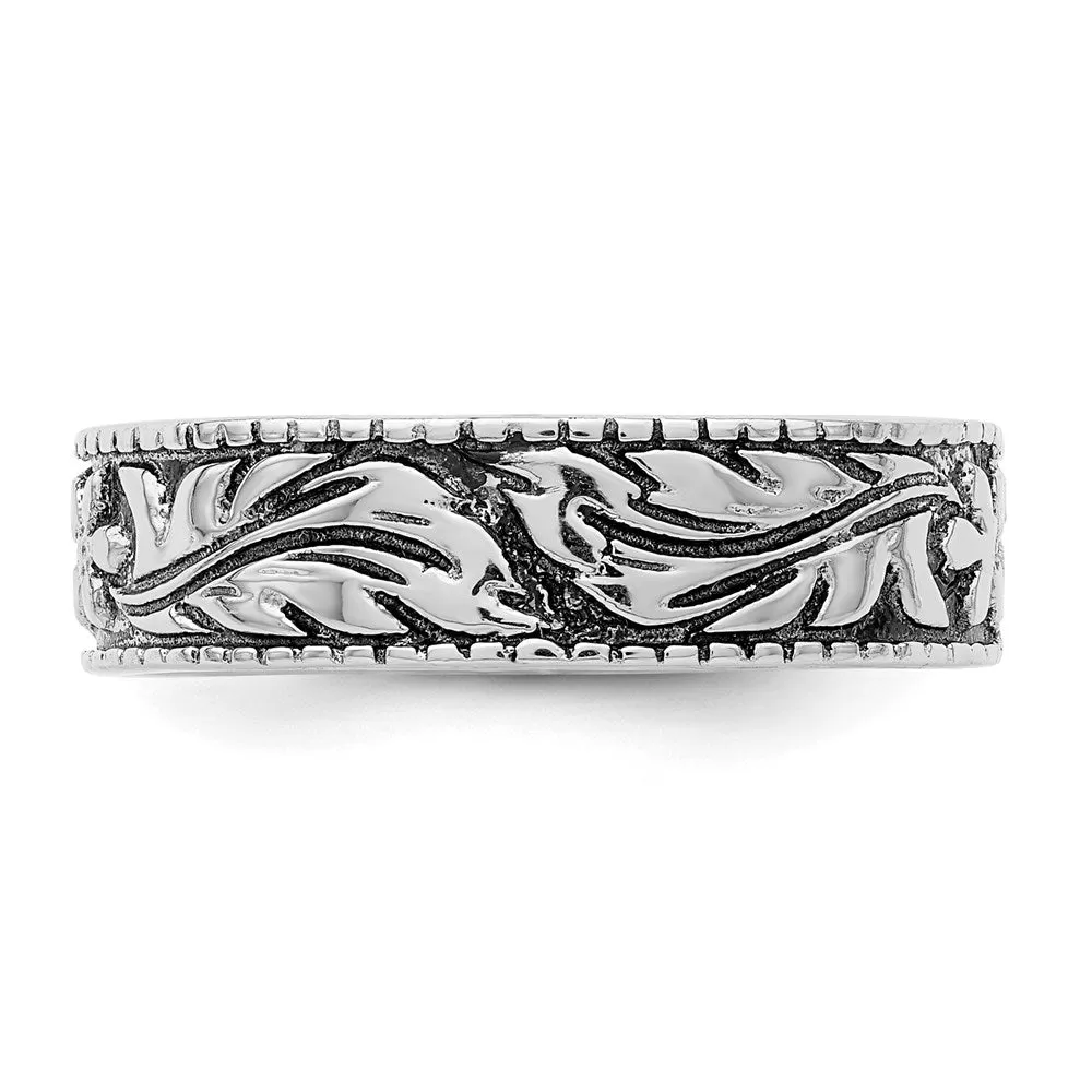 Antiqued Floral Ring in Sterling Silver