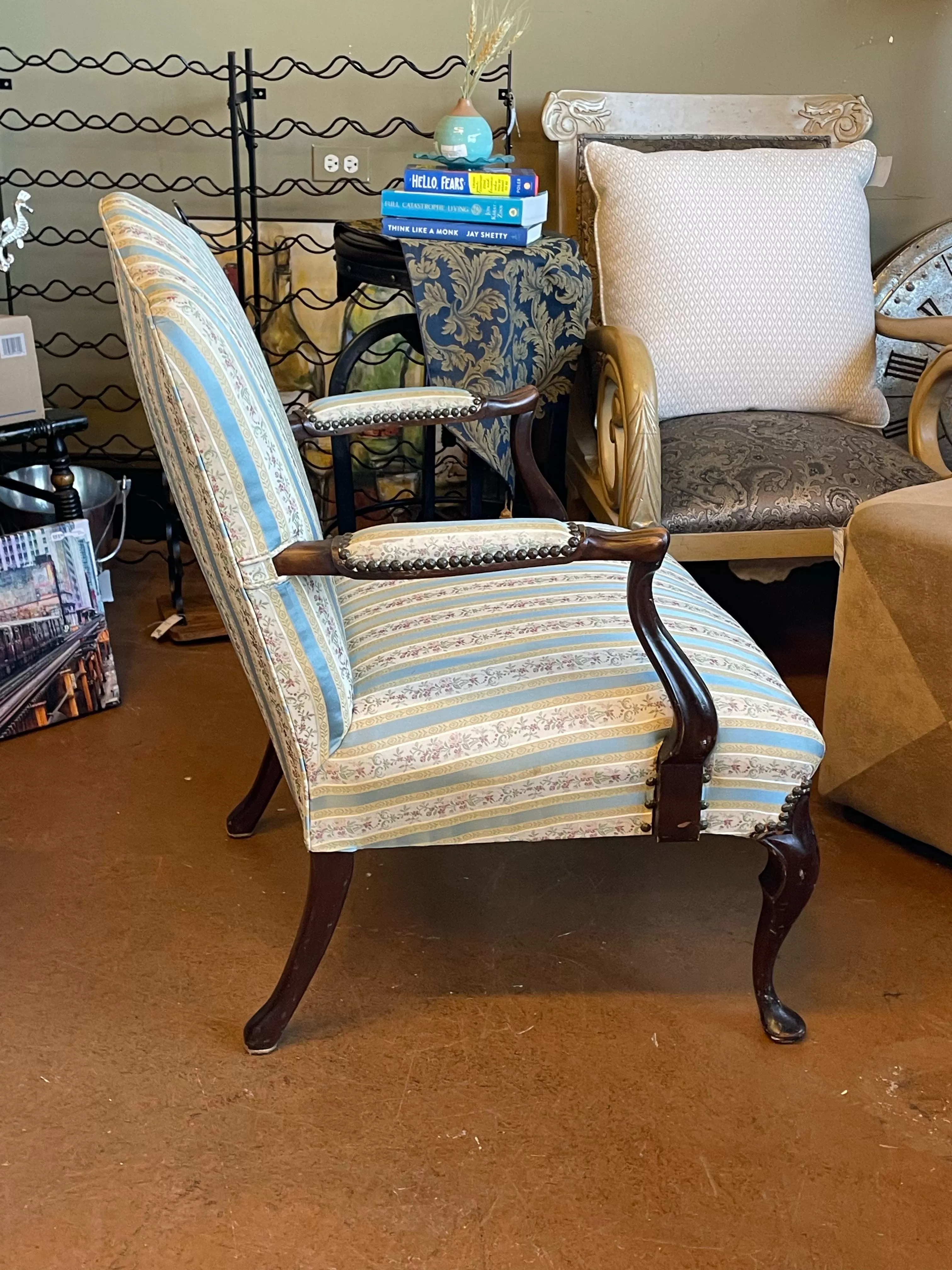 Armed Stripe Accent Chair