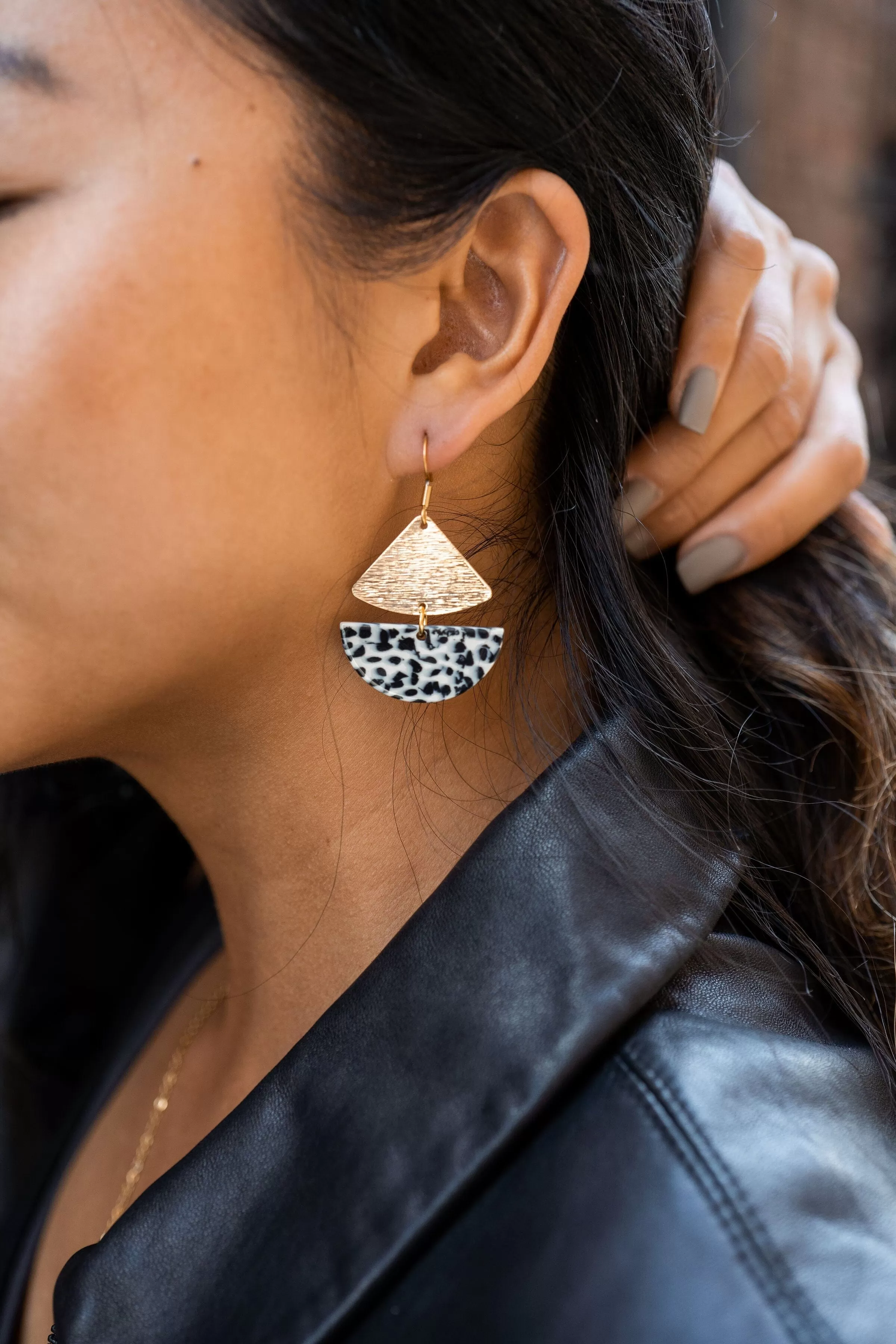 Ava Earrings - Black Dot / Dainty Statement Earring