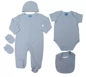 Baby Boys 5pc Gift Set - Plain Sky Blue - 0-6M (45JTC8786-b