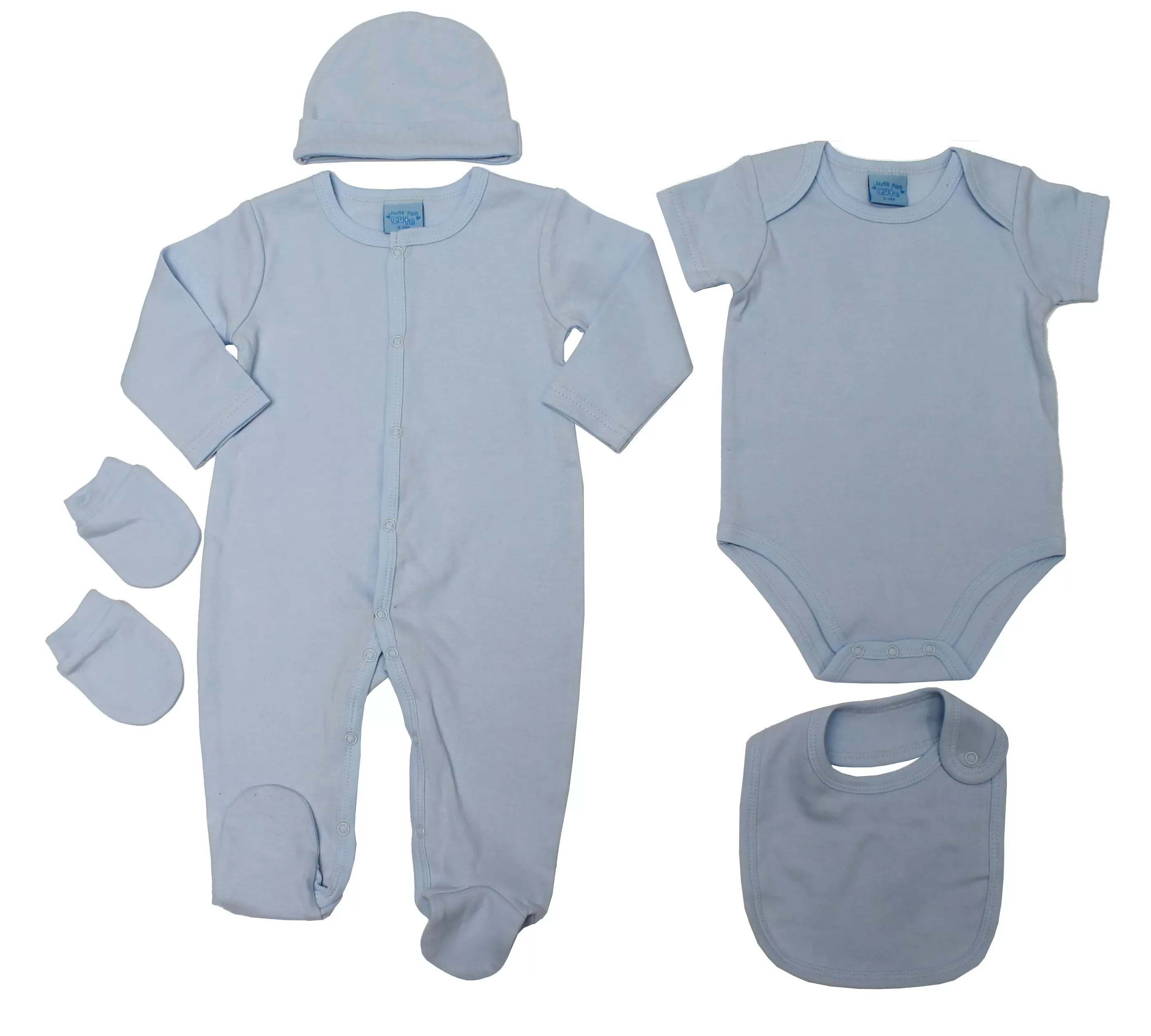 Baby Boys 5pc Gift Set - Plain Sky Blue - 0-6M (45JTC8786-b