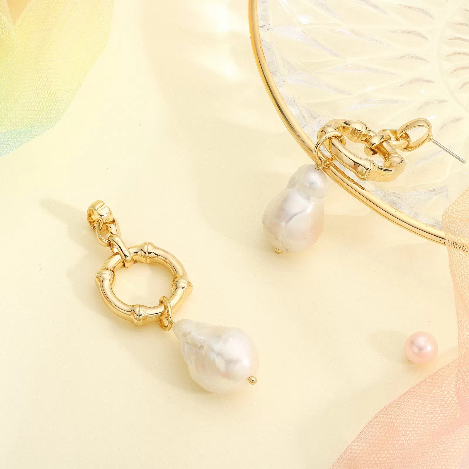 Baroque Pearl Hollow Earrings