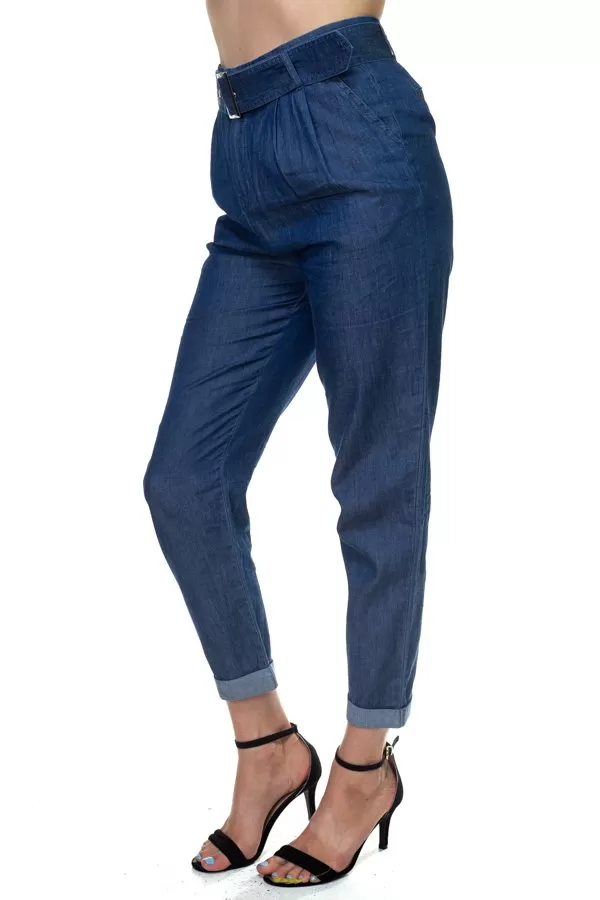 Belted Chambray Pants