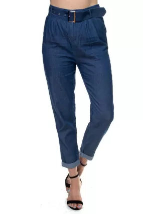 Belted Chambray Pants