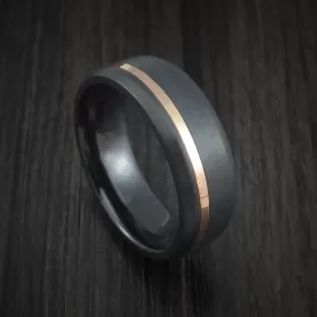 Black Titanium Men's Ring with 14k Rose Gold Inlay Custom Made Band