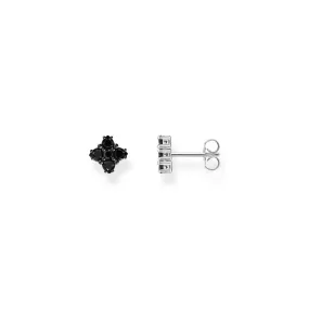 Blackened small ear studs with black zirconia