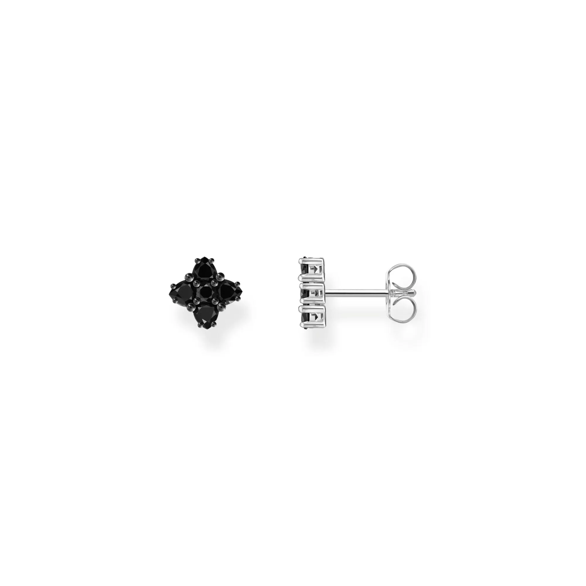 Blackened small ear studs with black zirconia