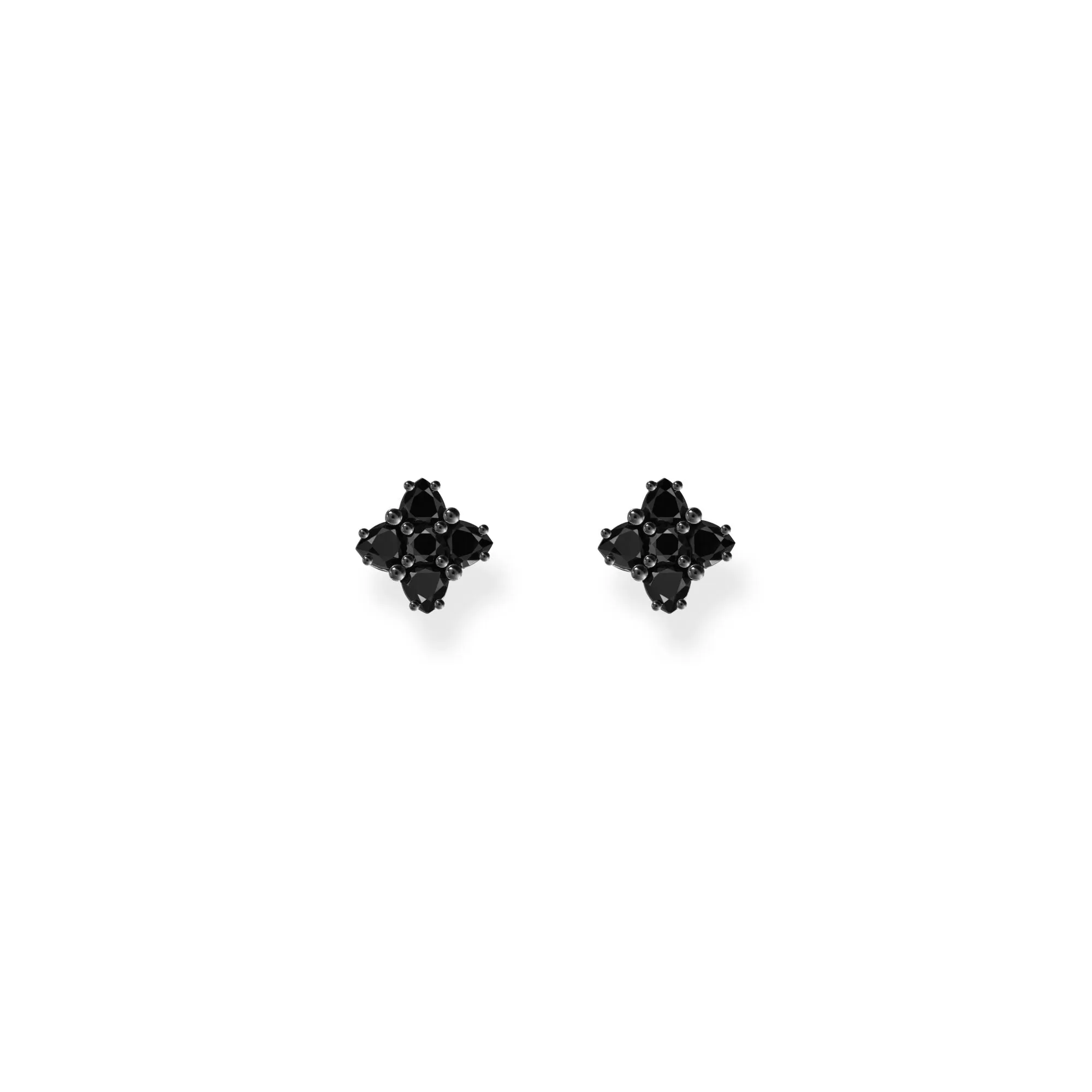 Blackened small ear studs with black zirconia