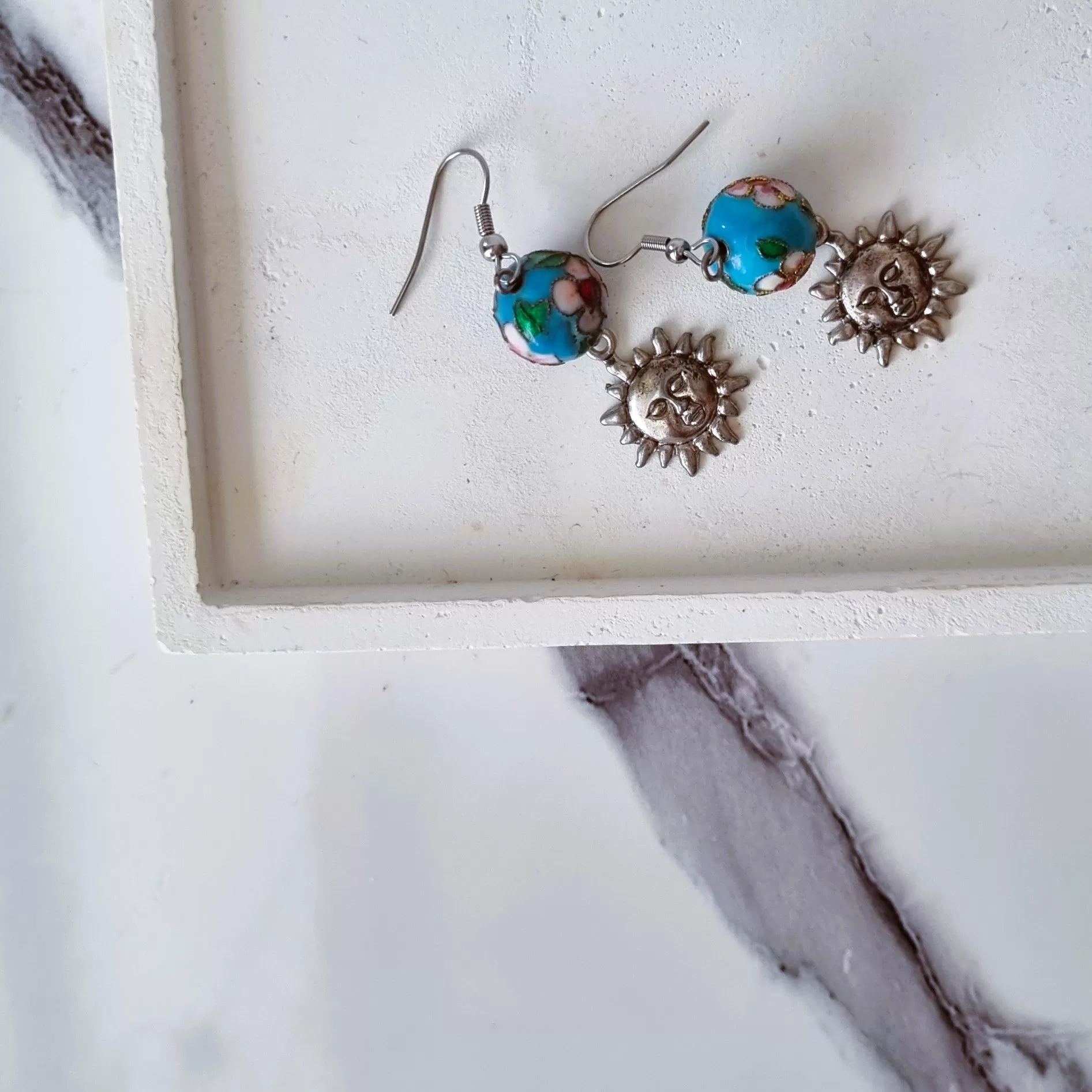 Blue & sun earrings