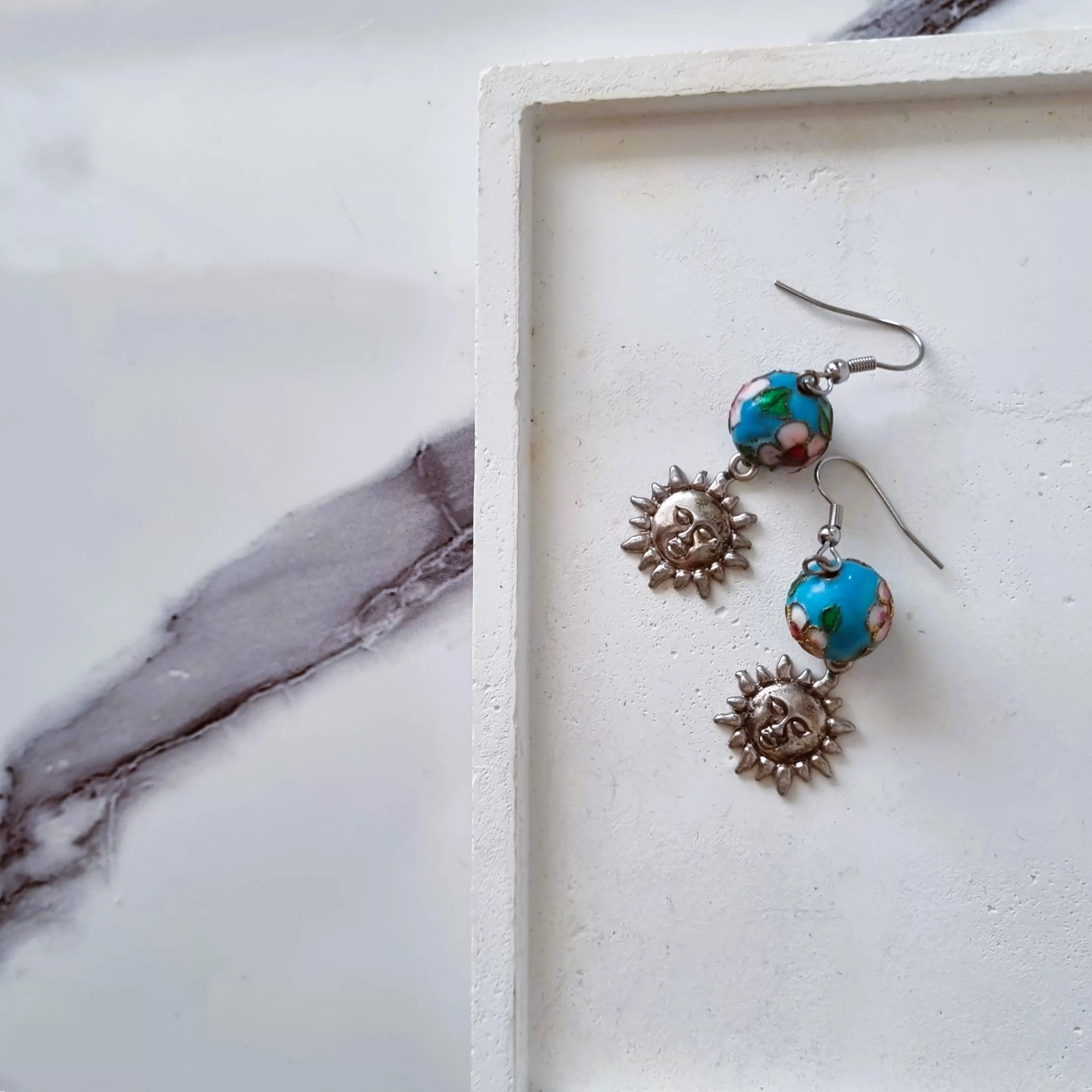 Blue & sun earrings