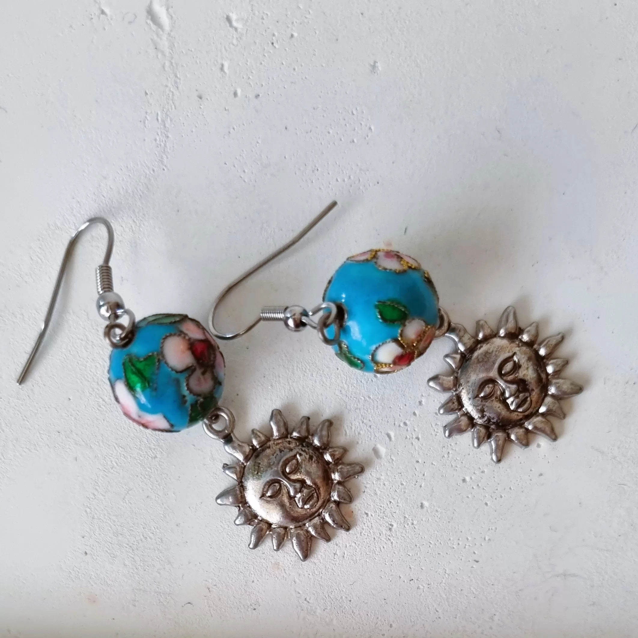 Blue & sun earrings