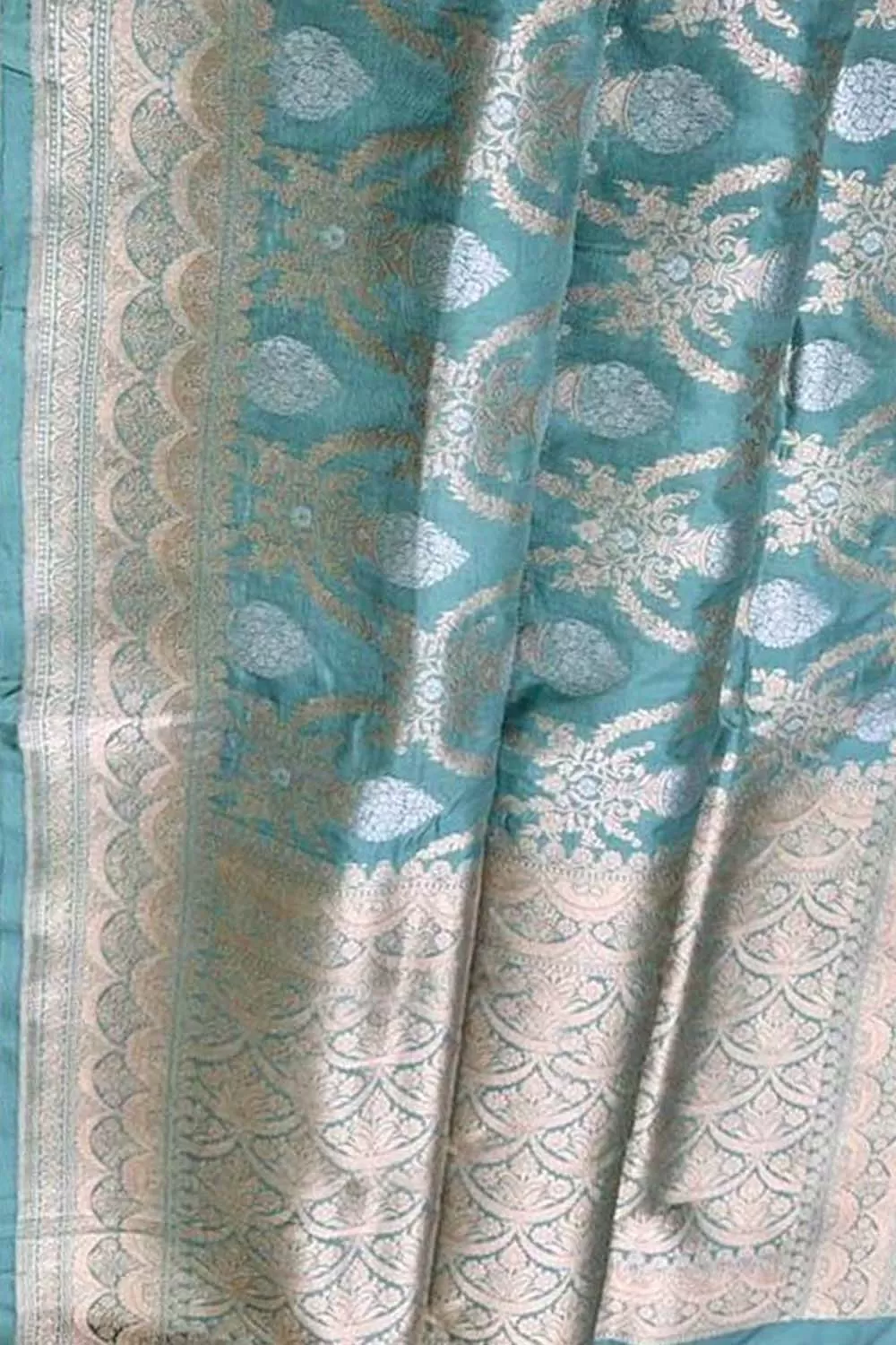 Blue Banarasi Handloom Pure Katan Silk Sona Roopa Saree