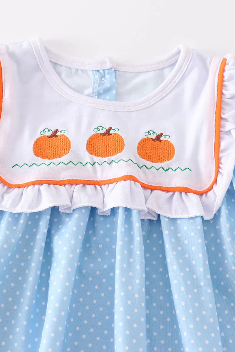 Blue pumpkin embroidery dress