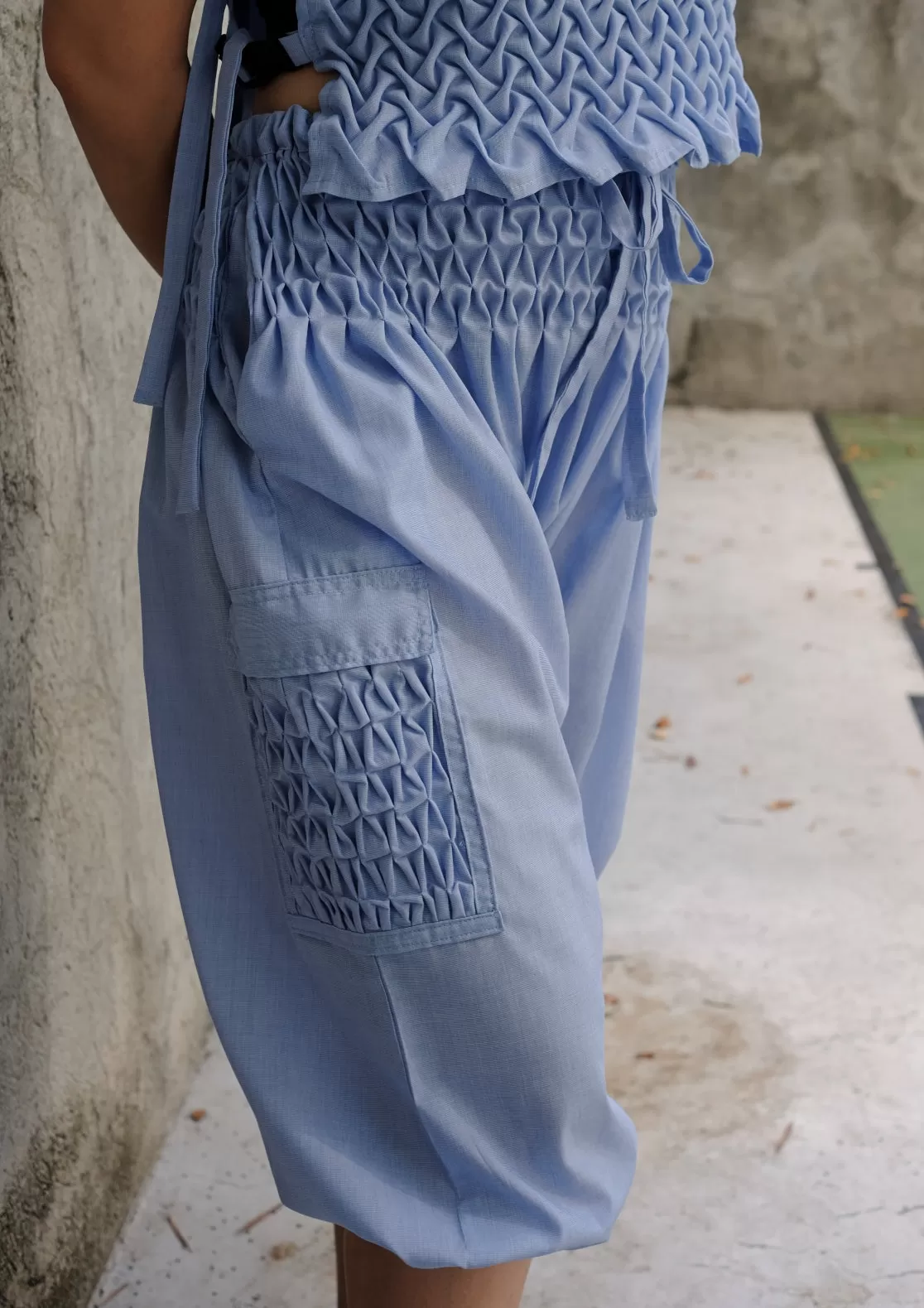 boho cargo pants - pale blue